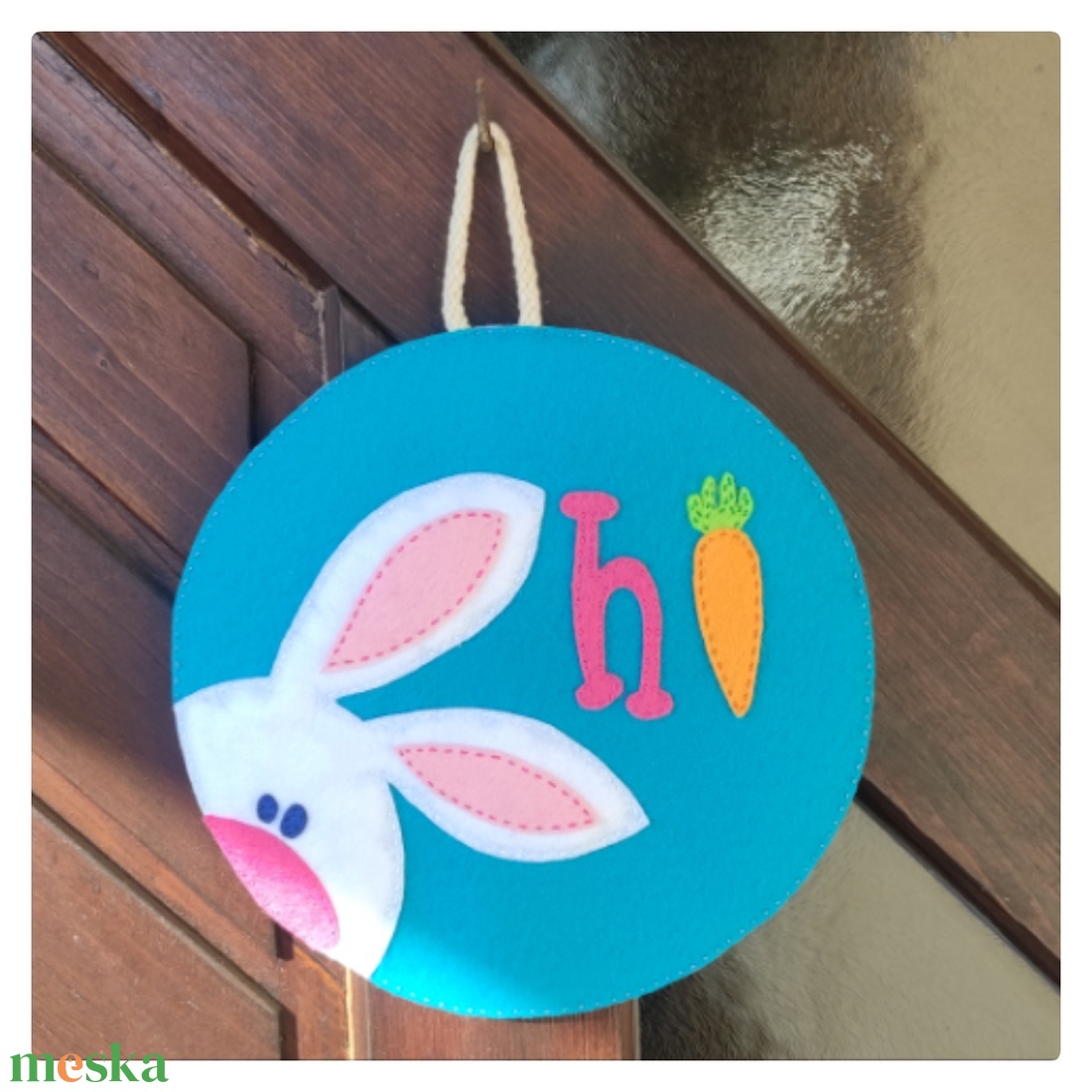 Húsvéti nyuszi ajtódísz - kék - otthon & életmód - dekoráció - ajtó- és ablak dekoráció - ajtótábla - Meska.hu