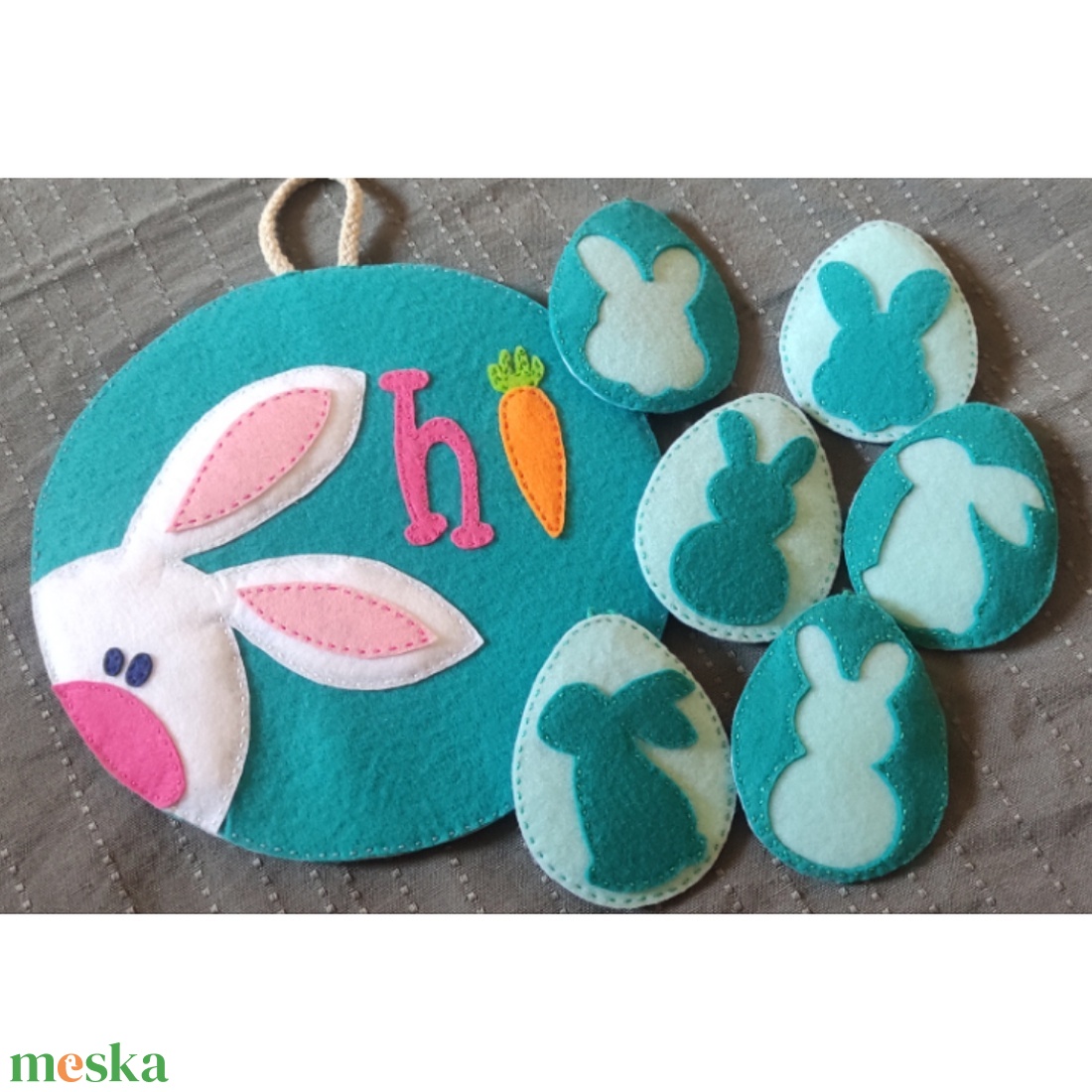 Húsvéti nyuszi ajtódísz - kék - otthon & életmód - dekoráció - ajtó- és ablak dekoráció - ajtótábla - Meska.hu