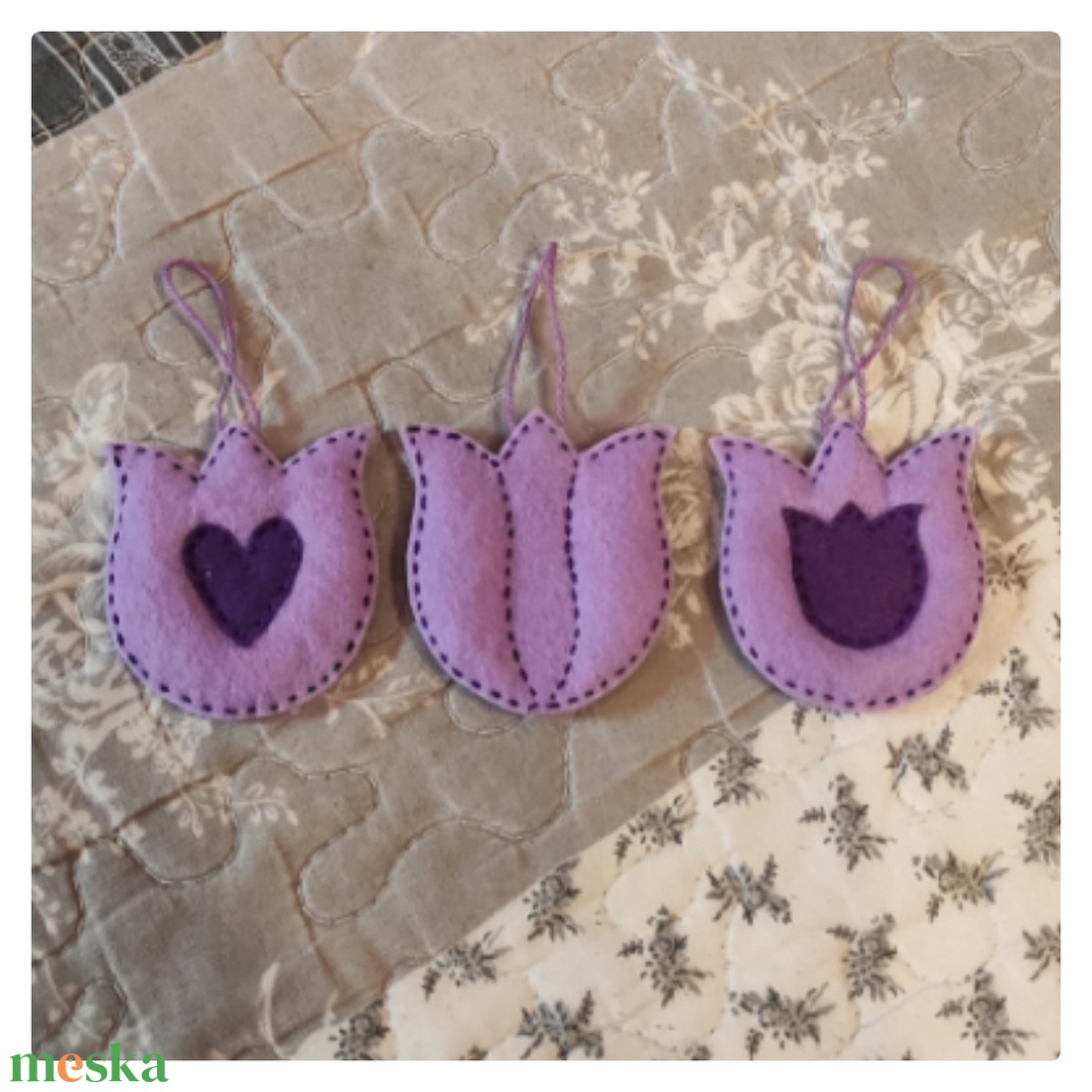 Húsvéti tojásfadísz - lila tulipánok - otthon & életmód - dekoráció - fali és függő dekoráció - függődísz - Meska.hu