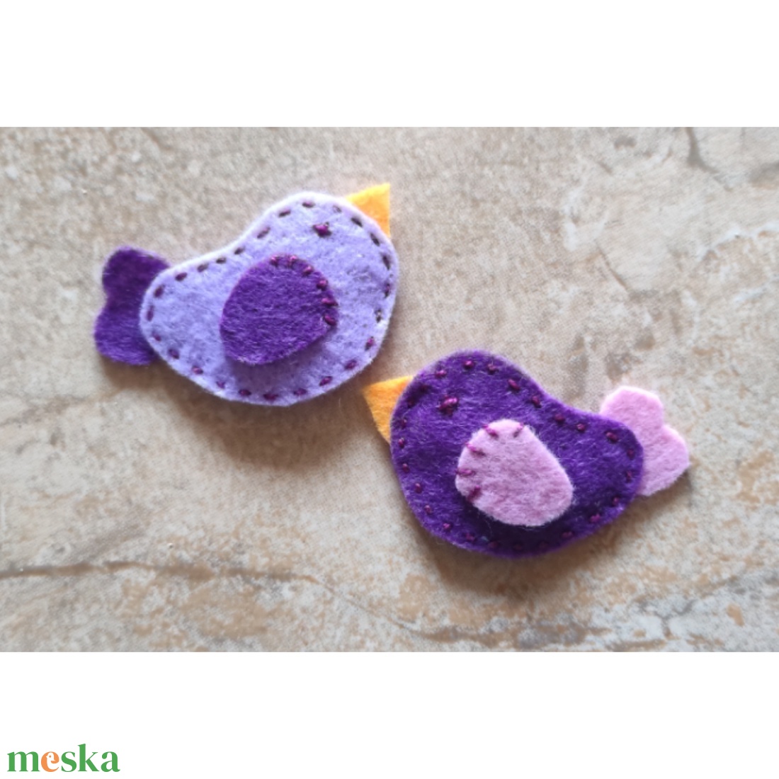 Mini csitt-csatt hajcsat - lila madarak (2 db) - ruha & divat - hajdísz & hajcsat - hajdísz - Meska.hu