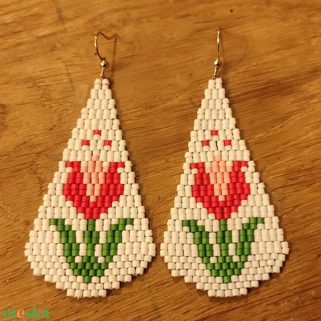 Kalocsai tulipán fülbevaló  - ékszer - fülbevaló - lógó fülbevaló - Meska.hu