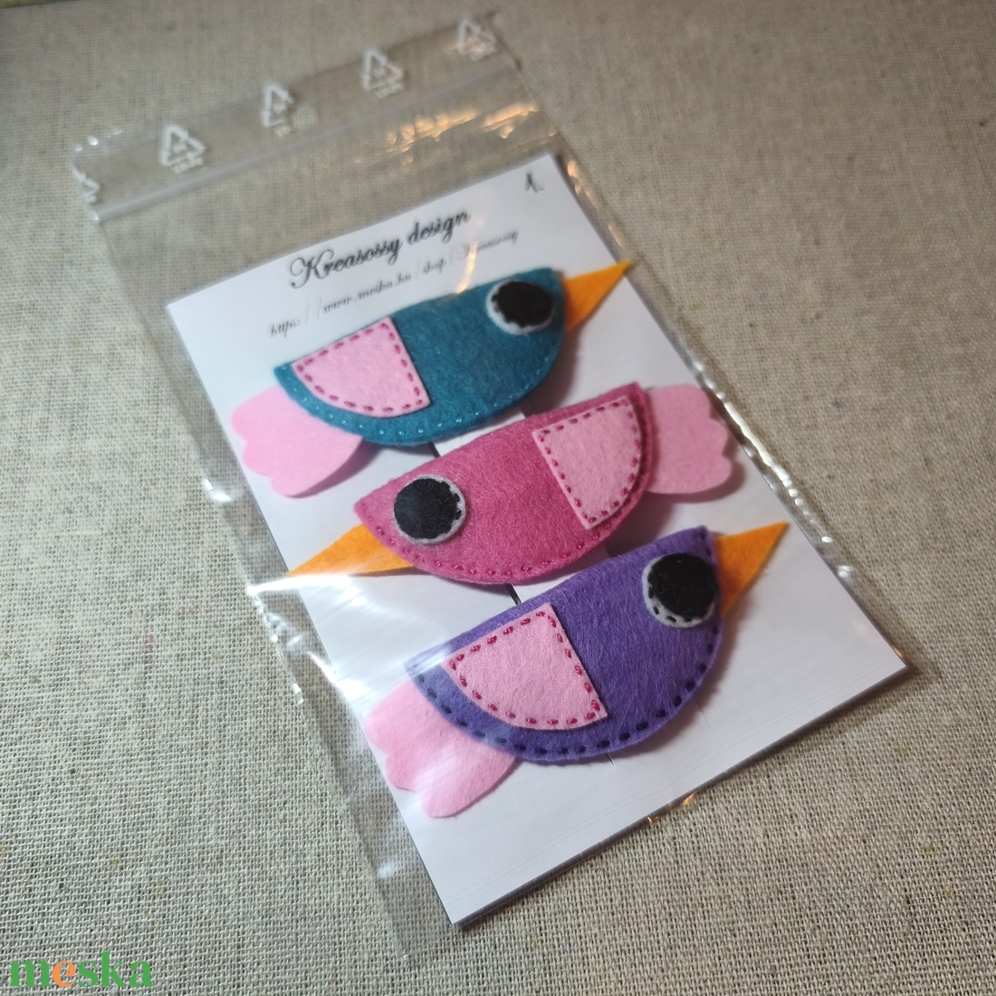 Csitt-csatt hajcsat - madarak (3 db) (1) - ruha & divat - hajdísz & hajcsat - hajdísz - Meska.hu