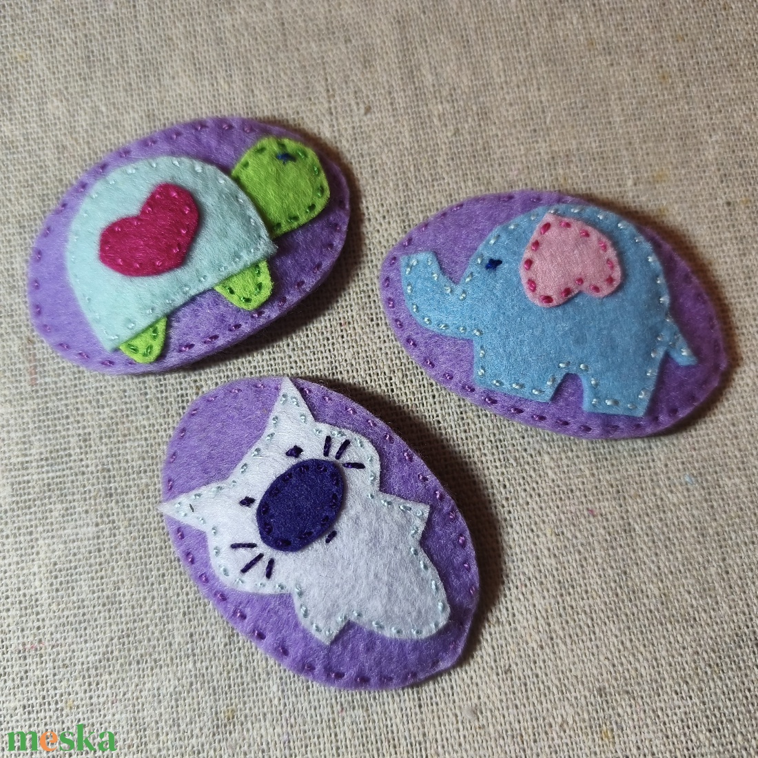 Csitt-csatt hajcsat - állatok (3 db) (2) - ruha & divat - hajdísz & hajcsat - hajdísz - Meska.hu