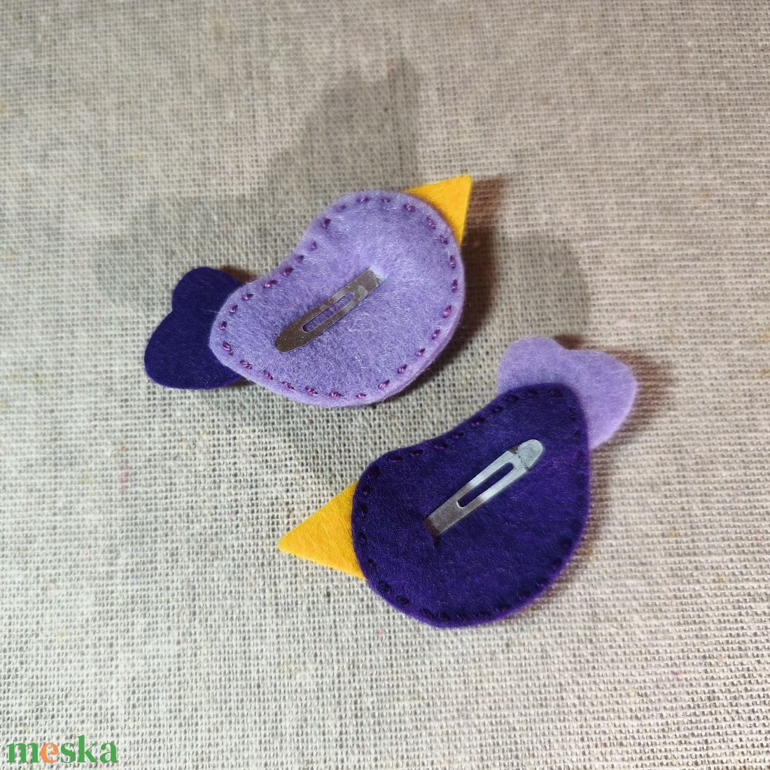 Csitt-csatt hajcsat - mini madarak (2 db) (4) - ruha & divat - hajdísz & hajcsat - hajdísz - Meska.hu