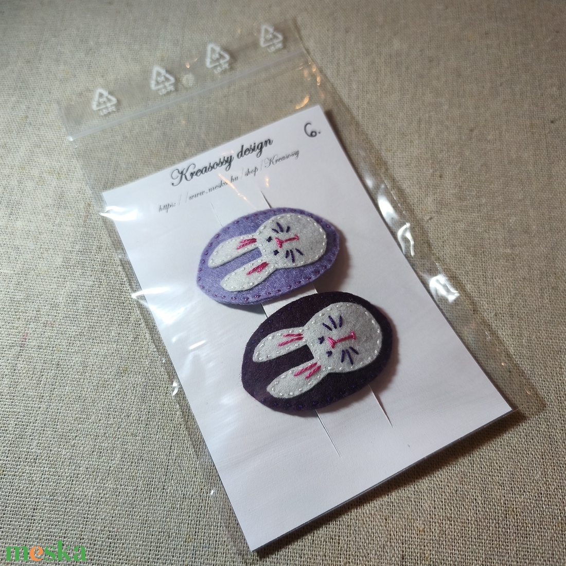 Csitt-csatt hajcsat - nyuszik (2 db) (6) - ruha & divat - hajdísz & hajcsat - hajdísz - Meska.hu