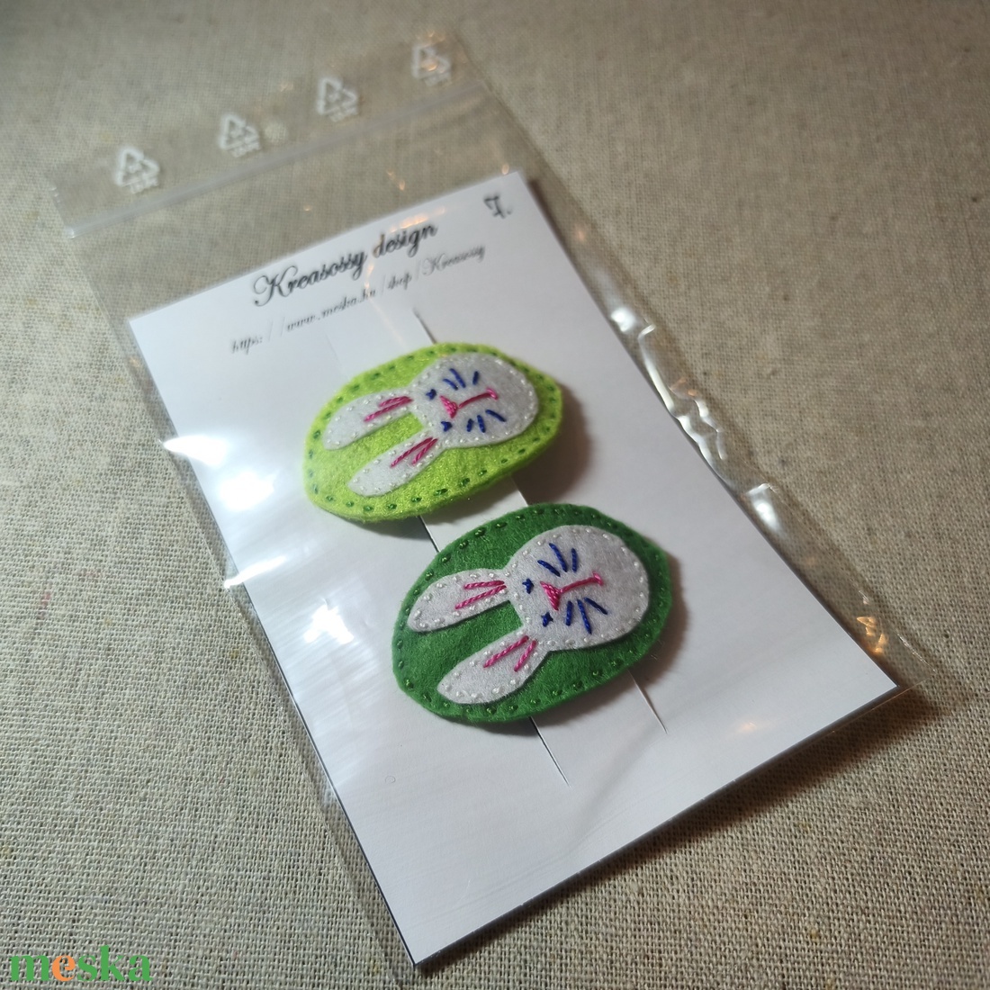 Csitt-csatt hajcsat - nyuszik (2 db) (7) - ruha & divat - hajdísz & hajcsat - hajdísz - Meska.hu