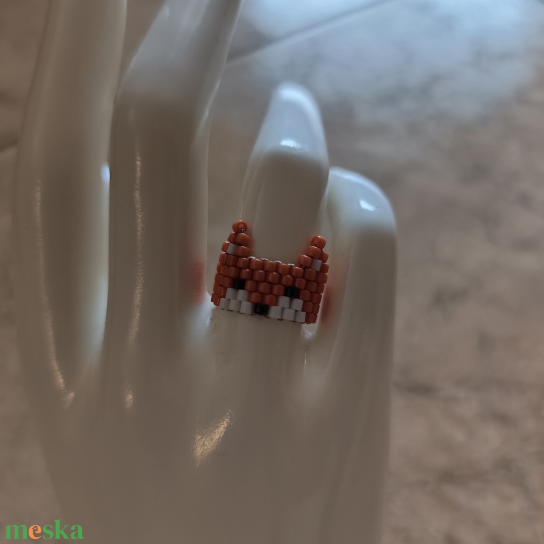 Rókás peyote gyűrű (106) - ékszer - gyűrű - gyöngyös gyűrű - Meska.hu