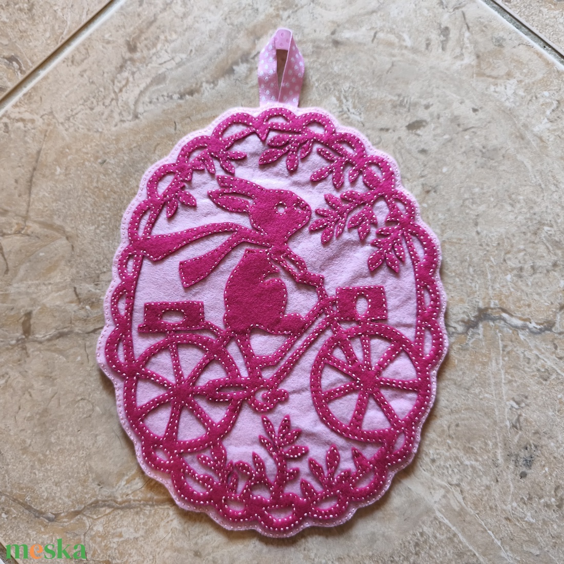 Húsvéti nyuszi filigrán ajtódísz - rózsaszín  - otthon & életmód - dekoráció - ajtó- és ablak dekoráció - ajtótábla - Meska.hu