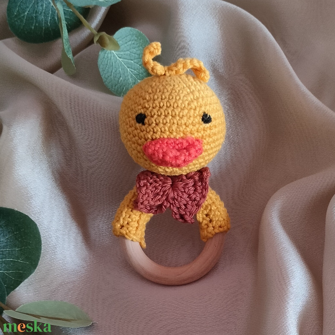 Sárga kacsás baba csörgő amigurumi horgoló készlet - diy (csináld magad) - egységcsomag - Meska.hu
