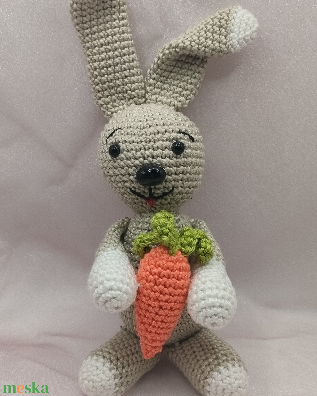 Horgoló készlet - amigurumi, szürke nyuszis  - diy (csináld magad) - szabásminta, útmutató - horgolási minta - Meska.hu