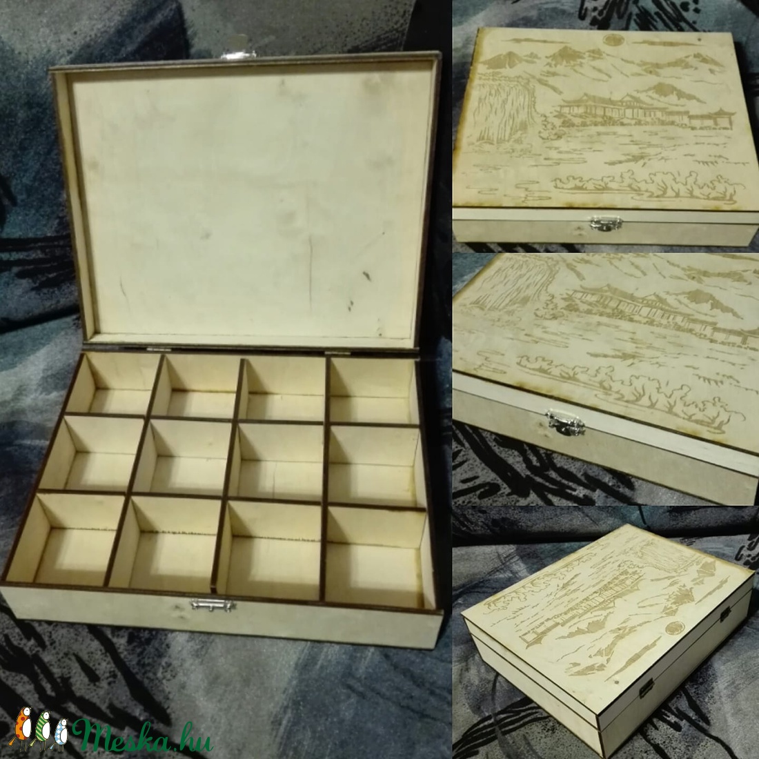 12 rekeszes teás doboz egyedi mintával -  - Meska.hu