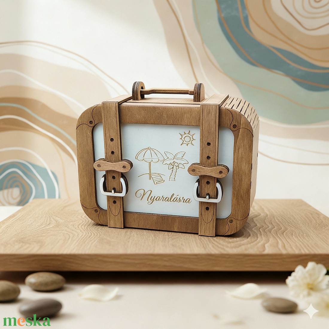 Bőrönd persely, ajándékdoboz, pénzátadó - választható mintával - esküvő - emlék & ajándék - doboz - Meska.hu