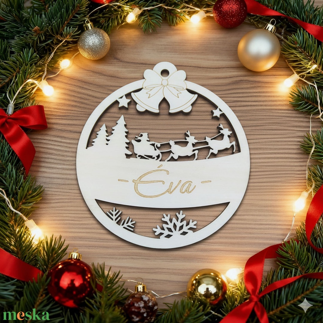 Karácsonyfadísz, gravírozott névvel - karácsony - karácsonyi lakásdekoráció - karácsonyfadíszek - Meska.hu