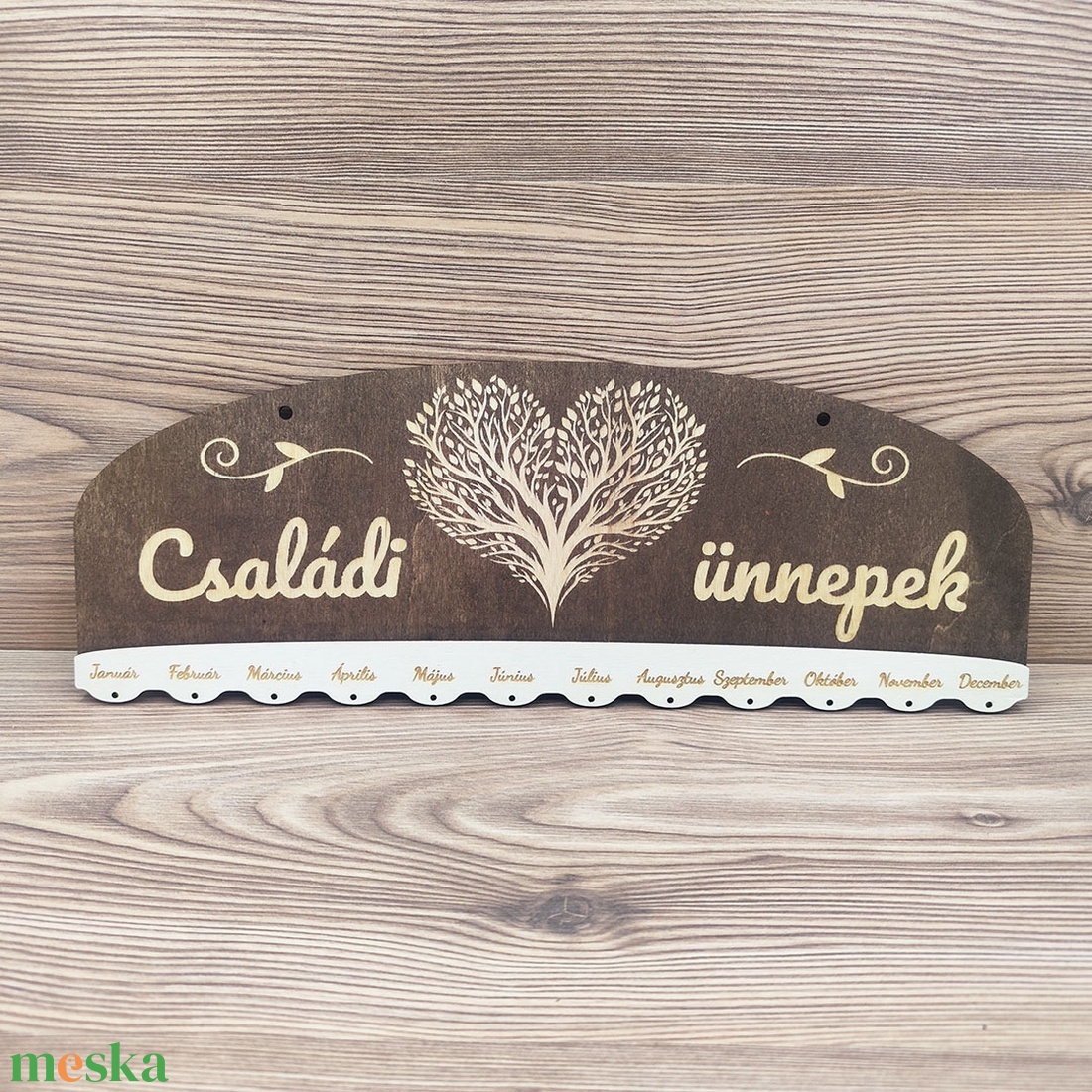 Családi ünnepek öröknaptár egyedi felirattal  Életfa, szív - otthon & életmód - dekoráció - fali és függő dekoráció - falinaptár & öröknaptár - Meska.hu