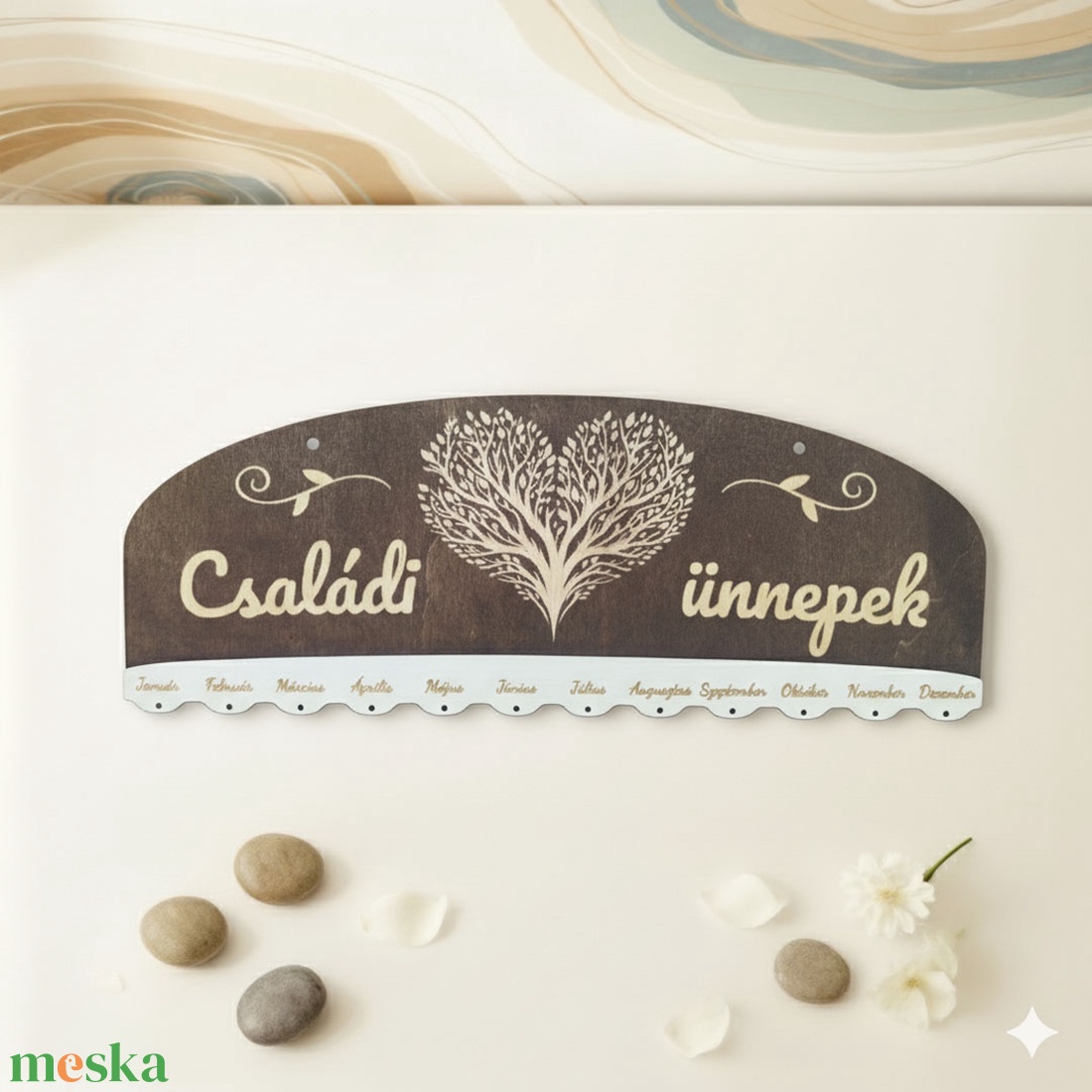 Családi ünnepek öröknaptár egyedi felirattal  Életfa, szív - otthon & életmód - dekoráció - fali és függő dekoráció - falinaptár & öröknaptár - Meska.hu