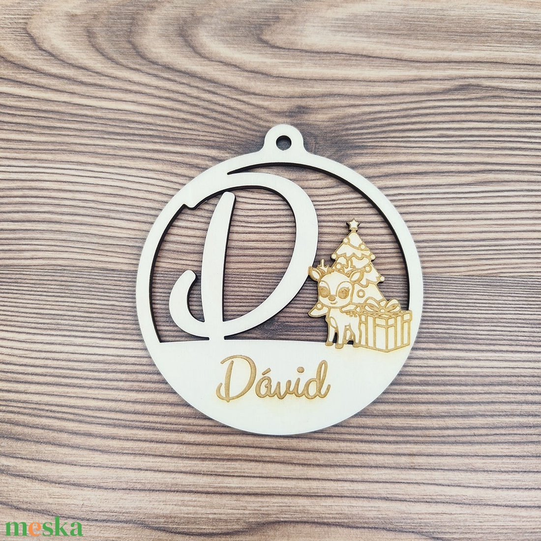 Karácsonyfadísz kezdőbetűvel és névvel, rénszarvas - karácsony - karácsonyi lakásdekoráció - karácsonyfadíszek - Meska.hu