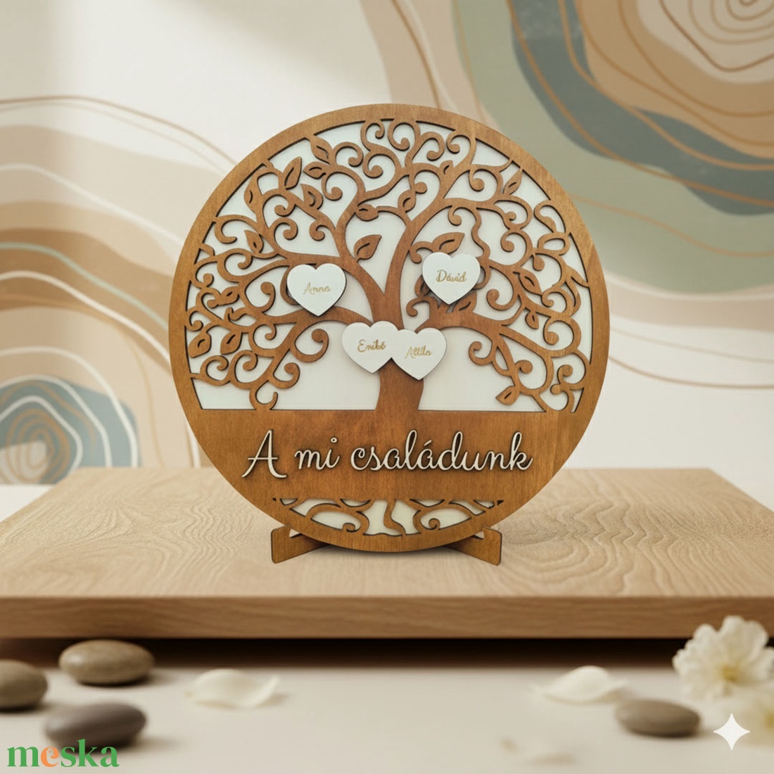Családfa, életfa egyedi nevekkel � asztali dísz, falidísz - otthon & életmód - dekoráció - fali és függő dekoráció - falra akasztható dekor - Meska.hu