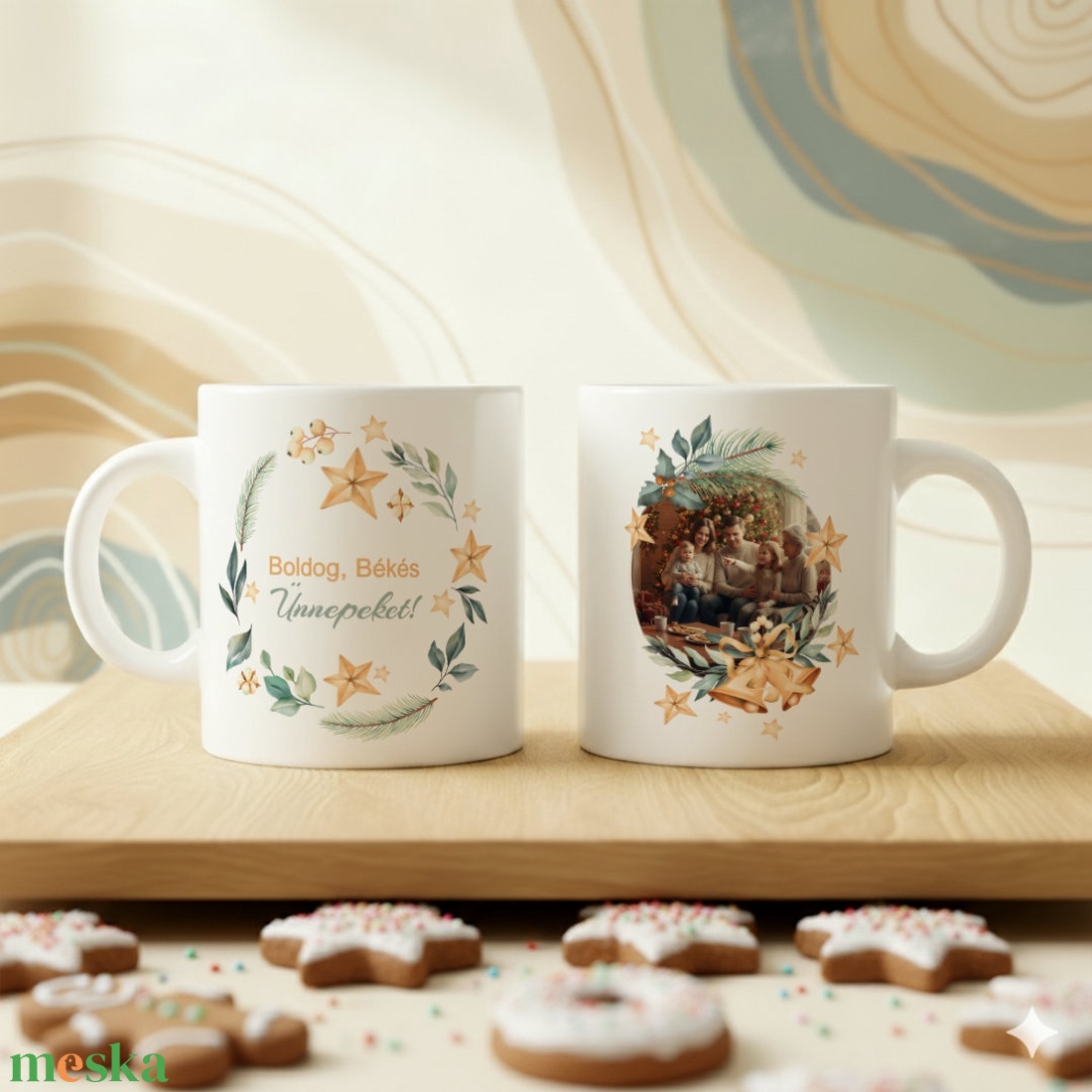Bögre � Boldog, Békés Ünnepeket - Saját képpel - otthon & életmód - konyhafelszerelés, tálalás - tálalás - bögre & csésze - Meska.hu