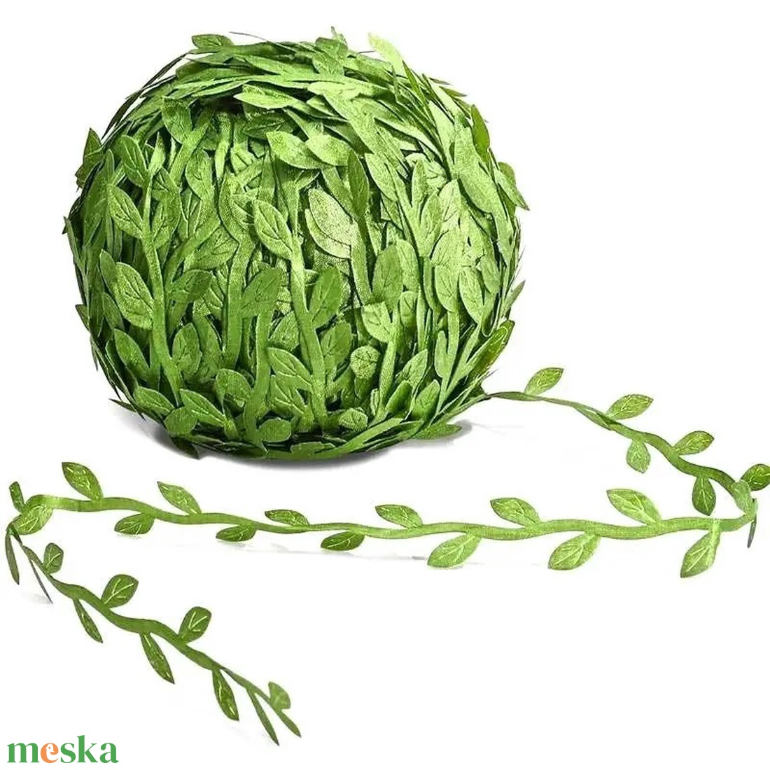 Zöld levél szalag 1,53 cm - kellékek & szerszámok - rövidáru - szalag, pánt - textilszalag - Meska.hu