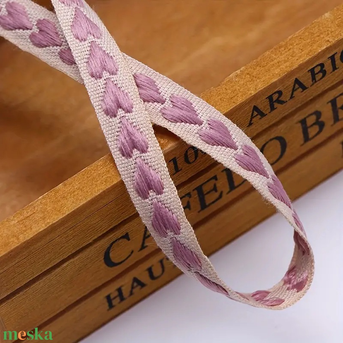 Szív mintás szalag 1 cm - lila - kellékek & szerszámok - rövidáru - szalag, pánt - textilszalag - Meska.hu