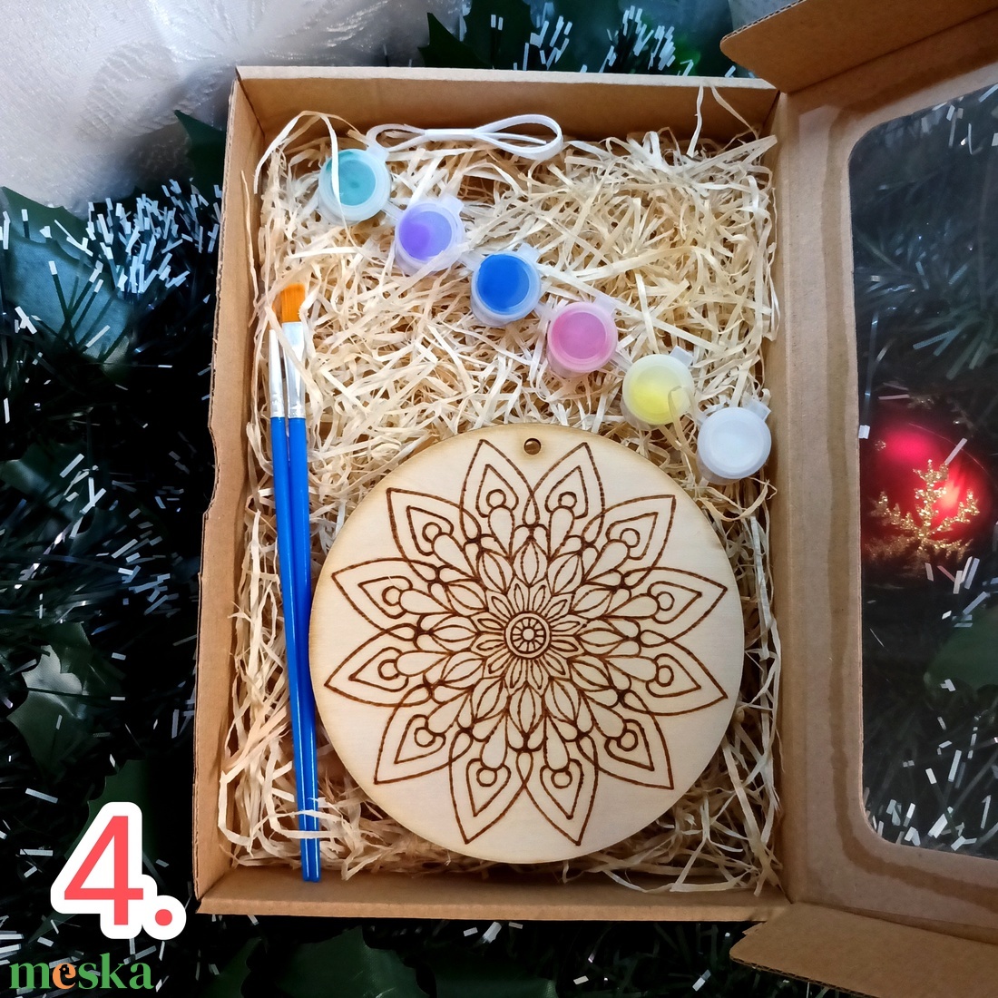 Mandala kifestő fa lapon 4. - diy (csináld magad) - egységcsomag - Meska.hu
