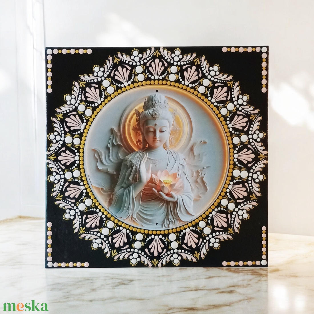 Békés boldogság pontfestett kép - otthon & életmód - dekoráció - kép & falikép - vászonkép - Meska.hu