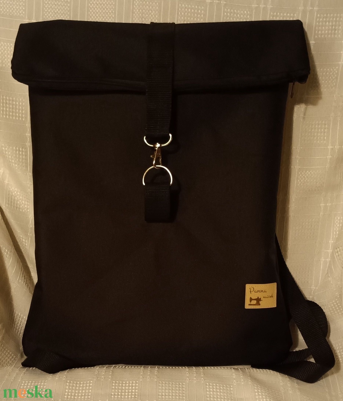 Fekete vízálló hátizsák hátitáska roll top city bag akciós termékkép 1