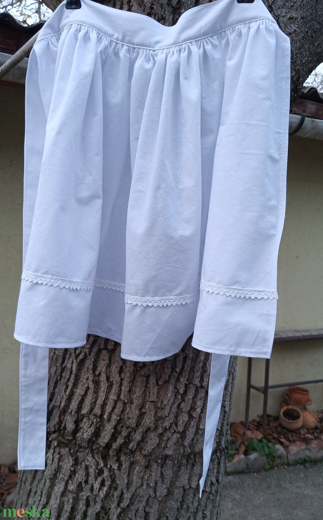 Néptáncos, népi fehér kötény - ruha & divat - női ruha - szoknya - Meska.hu