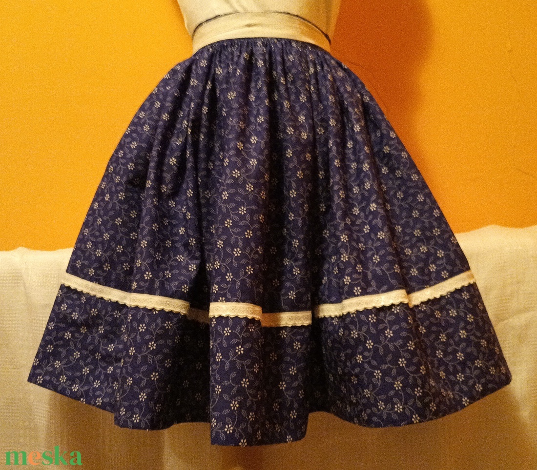 Néptánc szoknya kékfestő mintás - ruha & divat - női ruha - szoknya - Meska.hu