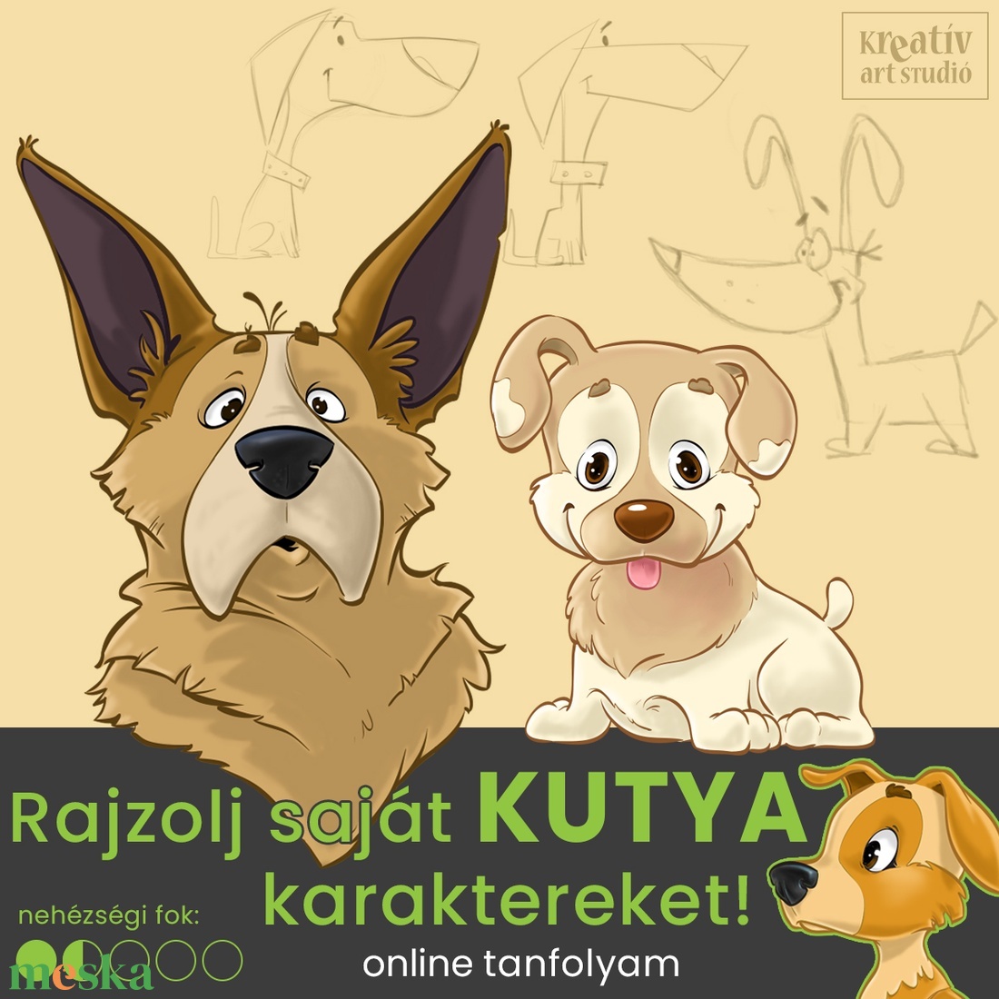 'Rajzolj saját egyedi KUTYA-karaktereket!' online tanfolyam - diy (csináld magad) - workshop & tanfolyam - Meska.hu