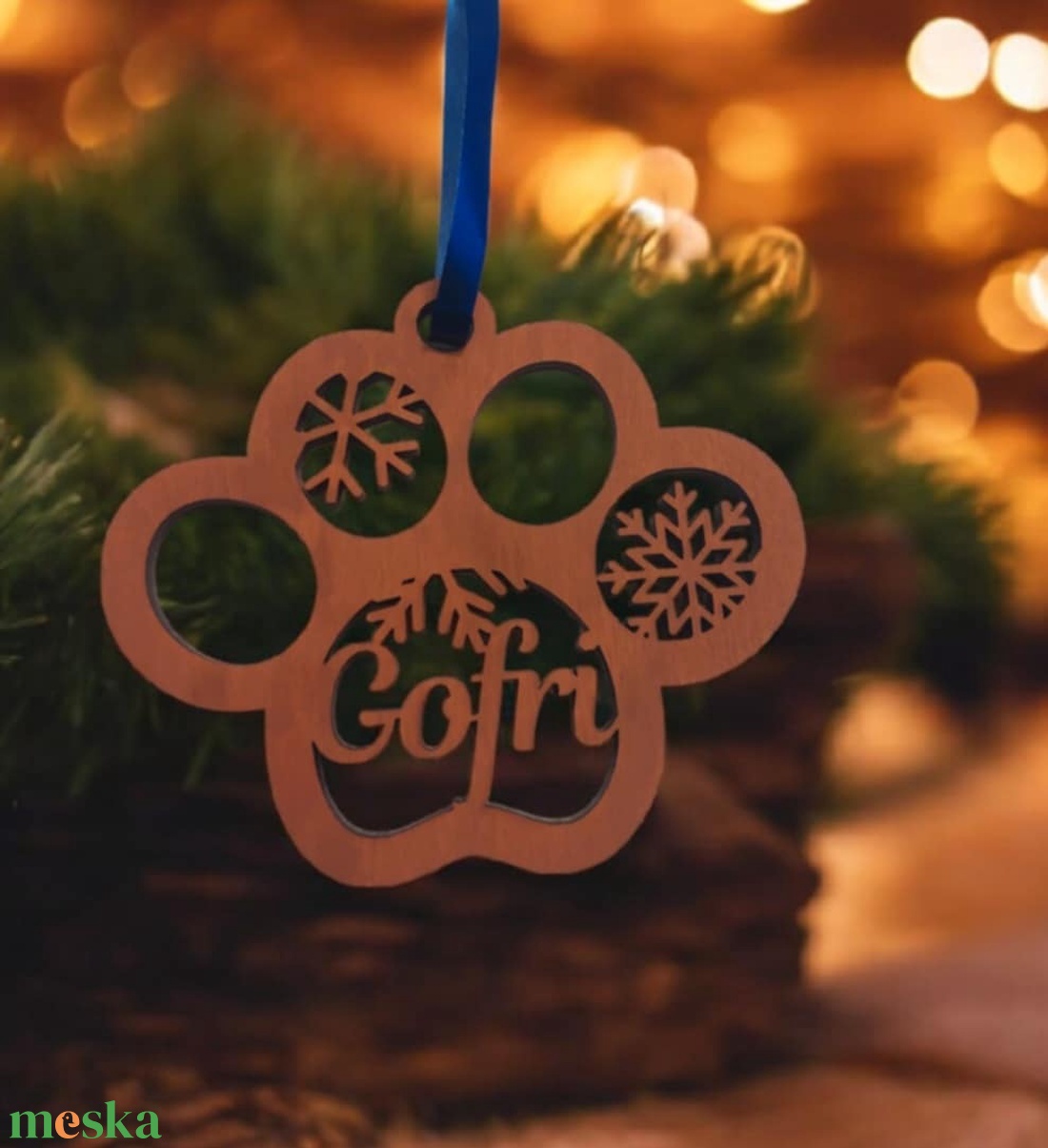 Egyedi cica mancs formájú karácsonyfadísz  cicád nevével - karácsony - karácsonyi lakásdekoráció - karácsonyfadíszek - Meska.hu