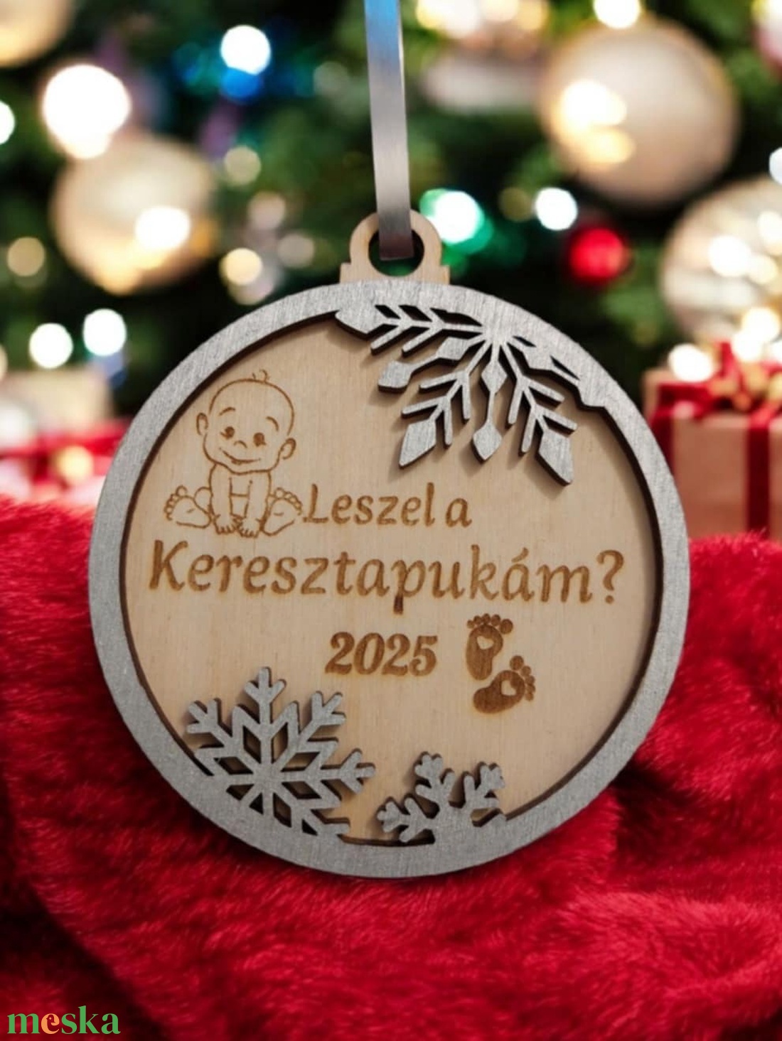 Karácsonyfadísz keresztszülő felkéréshez - karácsony - karácsonyi lakásdekoráció - karácsonyfadíszek - Meska.hu