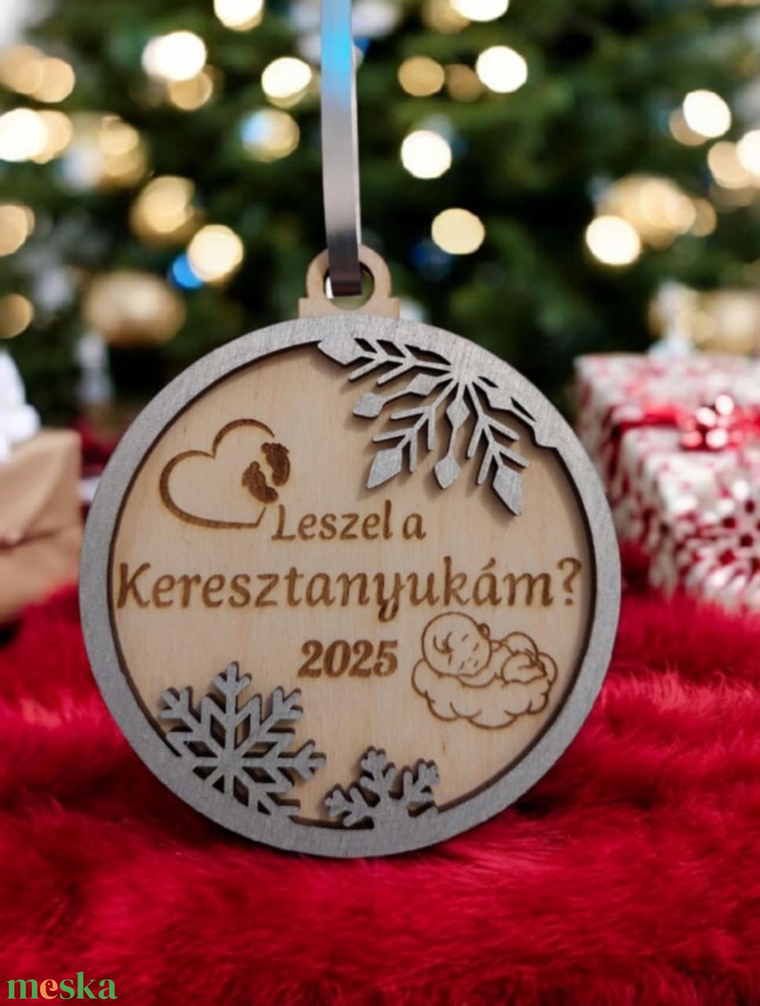 Karácsonyfadísz keresztszülő felkéréshez - karácsony - karácsonyi lakásdekoráció - karácsonyfadíszek - Meska.hu