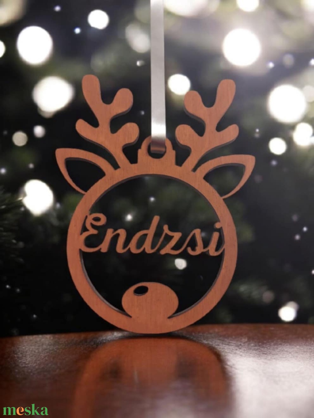 Rénszarvasos karácsonyi dísz  Egyedi névvel - karácsony - karácsonyi lakásdekoráció - karácsonyfadíszek - Meska.hu