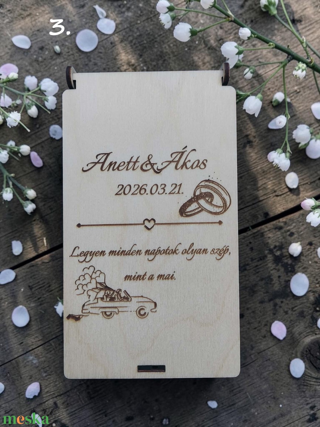 Esküvői pénzátadó doboz � egyedi gravírozással - esküvő - emlék & ajándék - nászajándék - esküvői pénzátadó boríték, kártya - Meska.hu