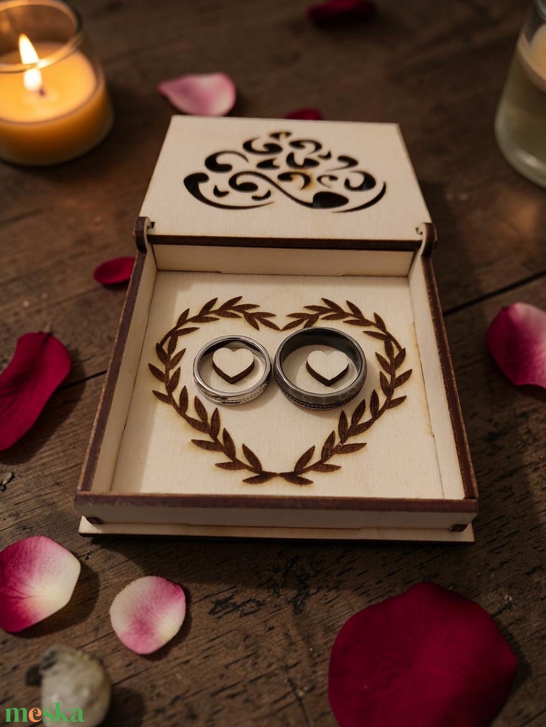 Gyűrűtartó doboz - esküvő - kiegészítők - gyűrűtartó & gyűrűpárna - Meska.hu