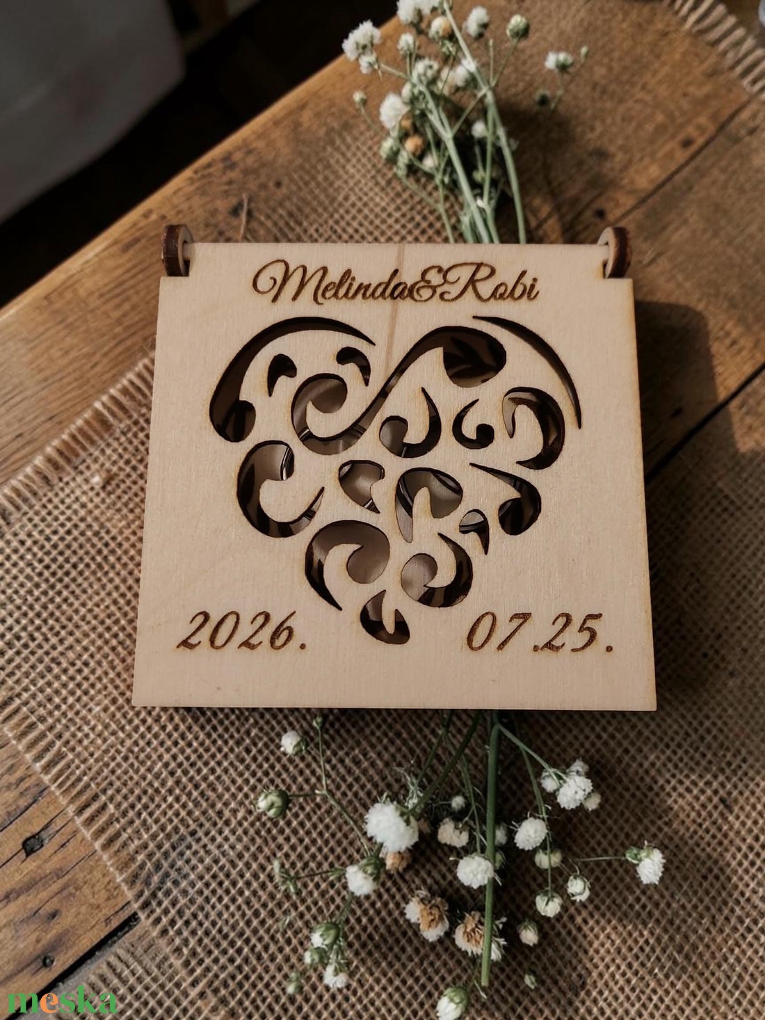 Gyűrűtartó doboz - esküvő - kiegészítők - gyűrűtartó & gyűrűpárna - Meska.hu