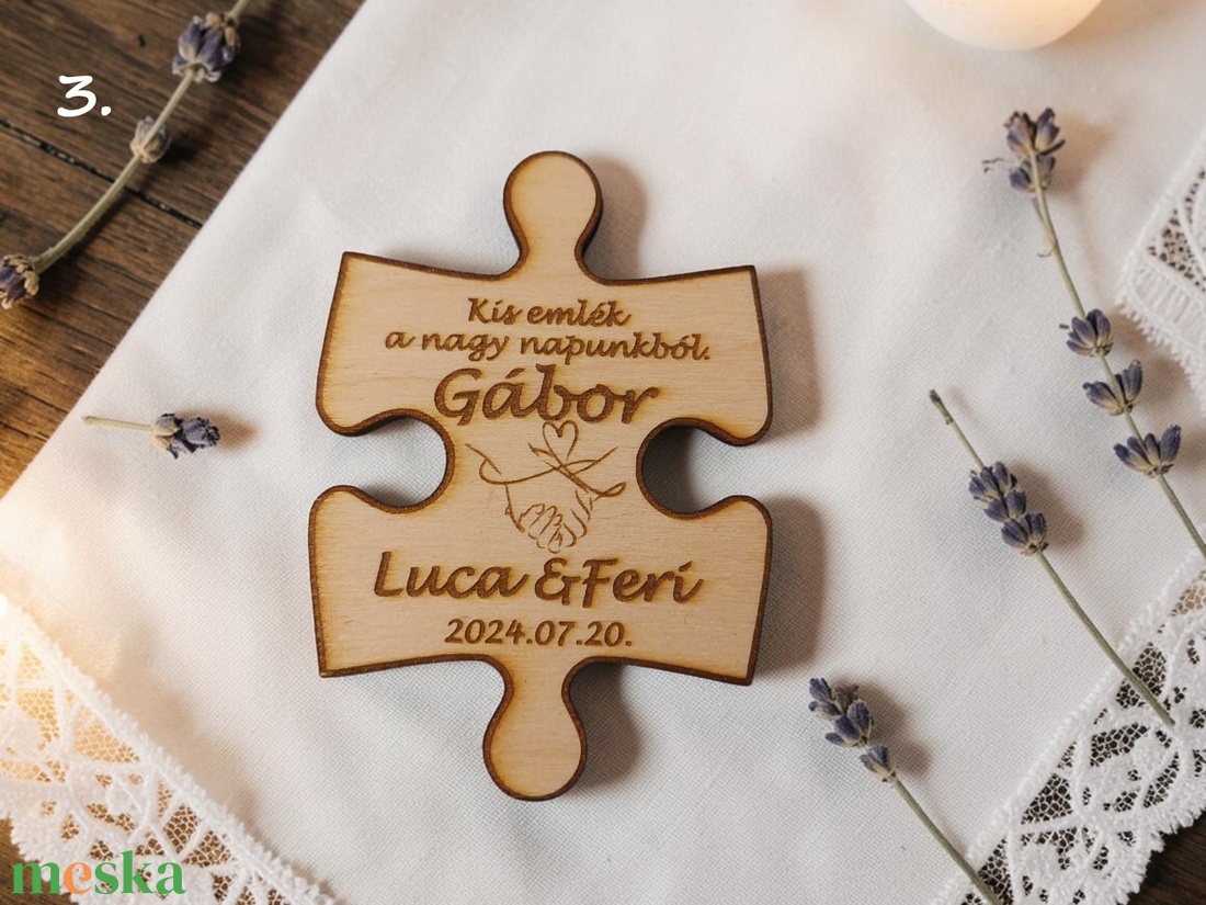 Egyedi puzzle hűtőmágnes � esküvői köszönőajándék vendégeknek - esküvő - emlék & ajándék - köszönőajándék - Meska.hu