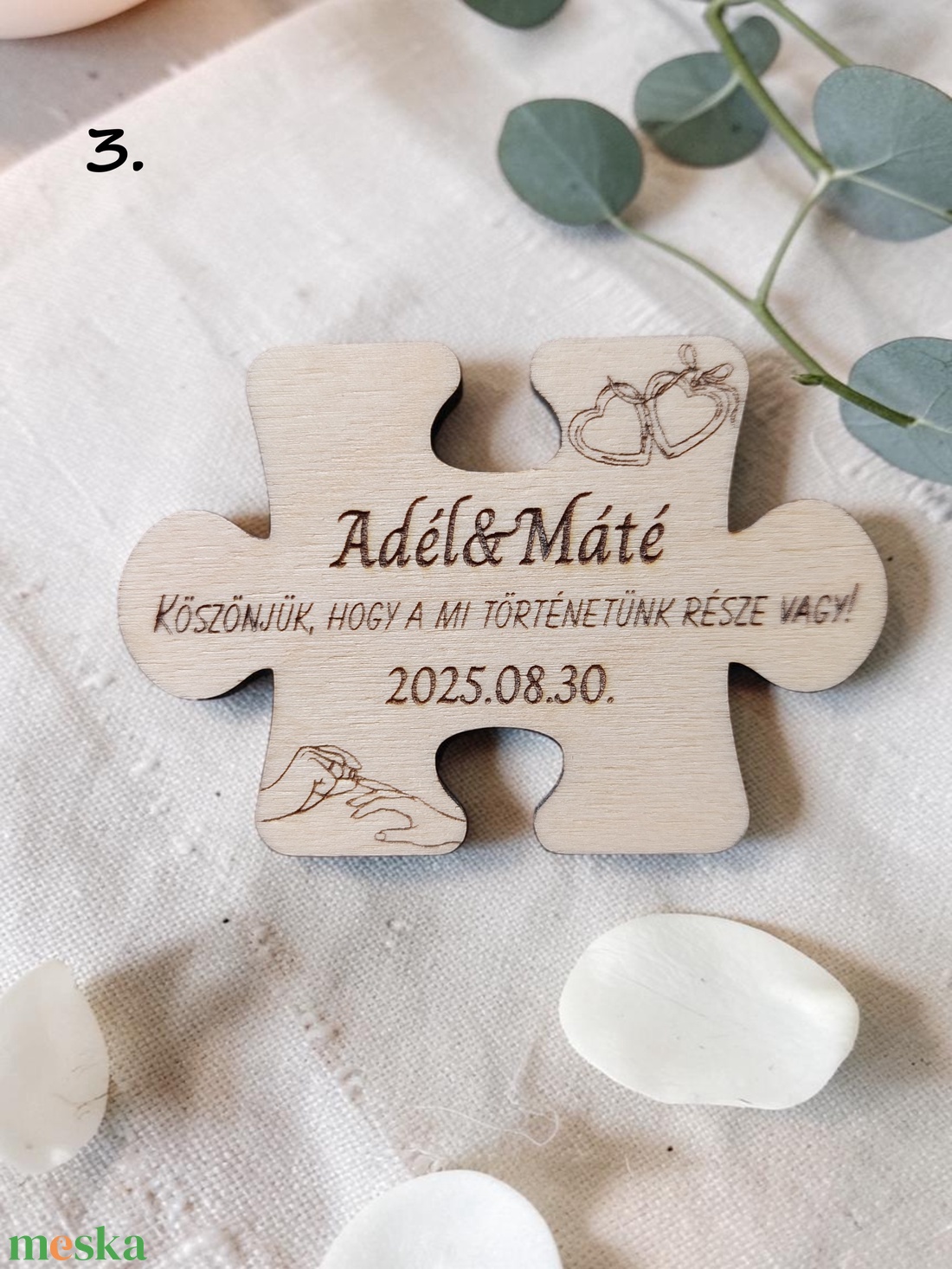 Puzzle hűtőmágnes � esküvői köszönőajándék vendégeknek - esküvő - emlék & ajándék - köszönőajándék - Meska.hu