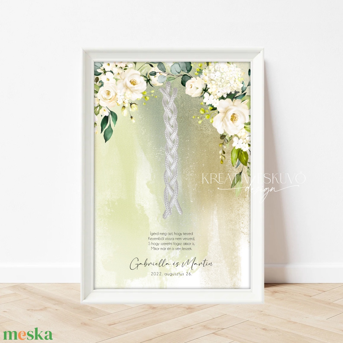 Kötélceremónia tábla - White roses - fehér virágos, zöld, greenery - esküvő - dekoráció - helyszíni dekor - Meska.hu Kötélceremónia tábla - White roses - fehér virágos, zöld, greenery - esküvő - dekoráció - helyszíni dekor - Meska.hu