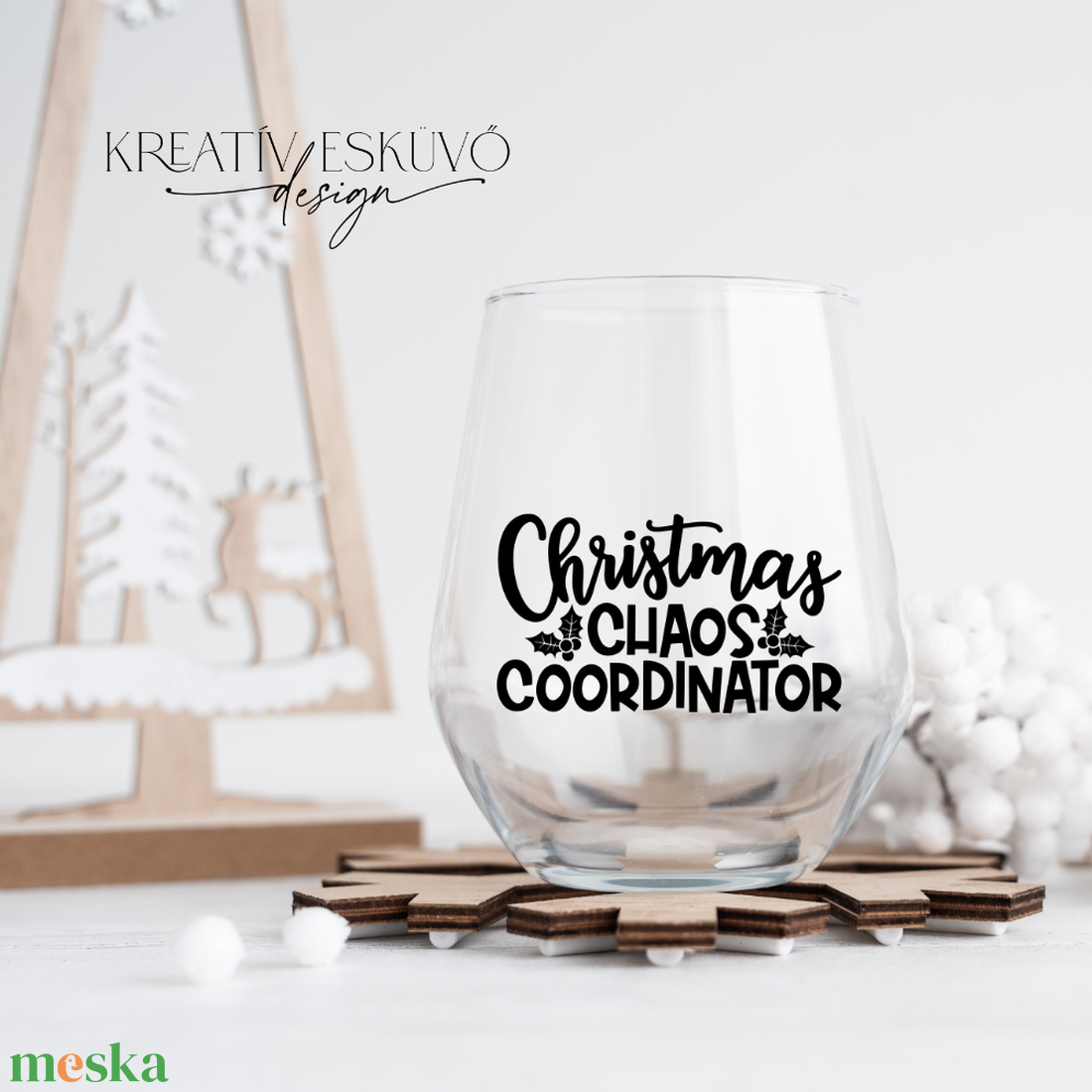 Christmas chaos coordinator..., feliratos boros pohár, vicces feliratos pohár, karácsonyi feliratos - karácsony - karácsonyi lakásdekoráció - karácsonyi lakásdíszek - Meska.hu
