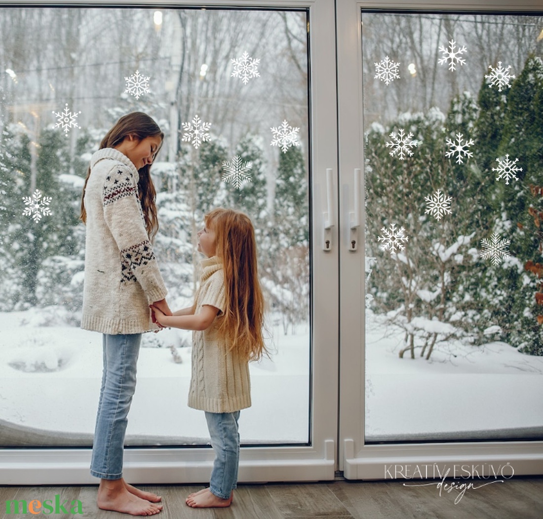 KARÁCSONYI FALMATRICA  HÓPEHELY ABLAKMATRICA  WINTER WONDERLAND - karácsony - adventi díszek - adventi ablakdekoráció - Meska.hu