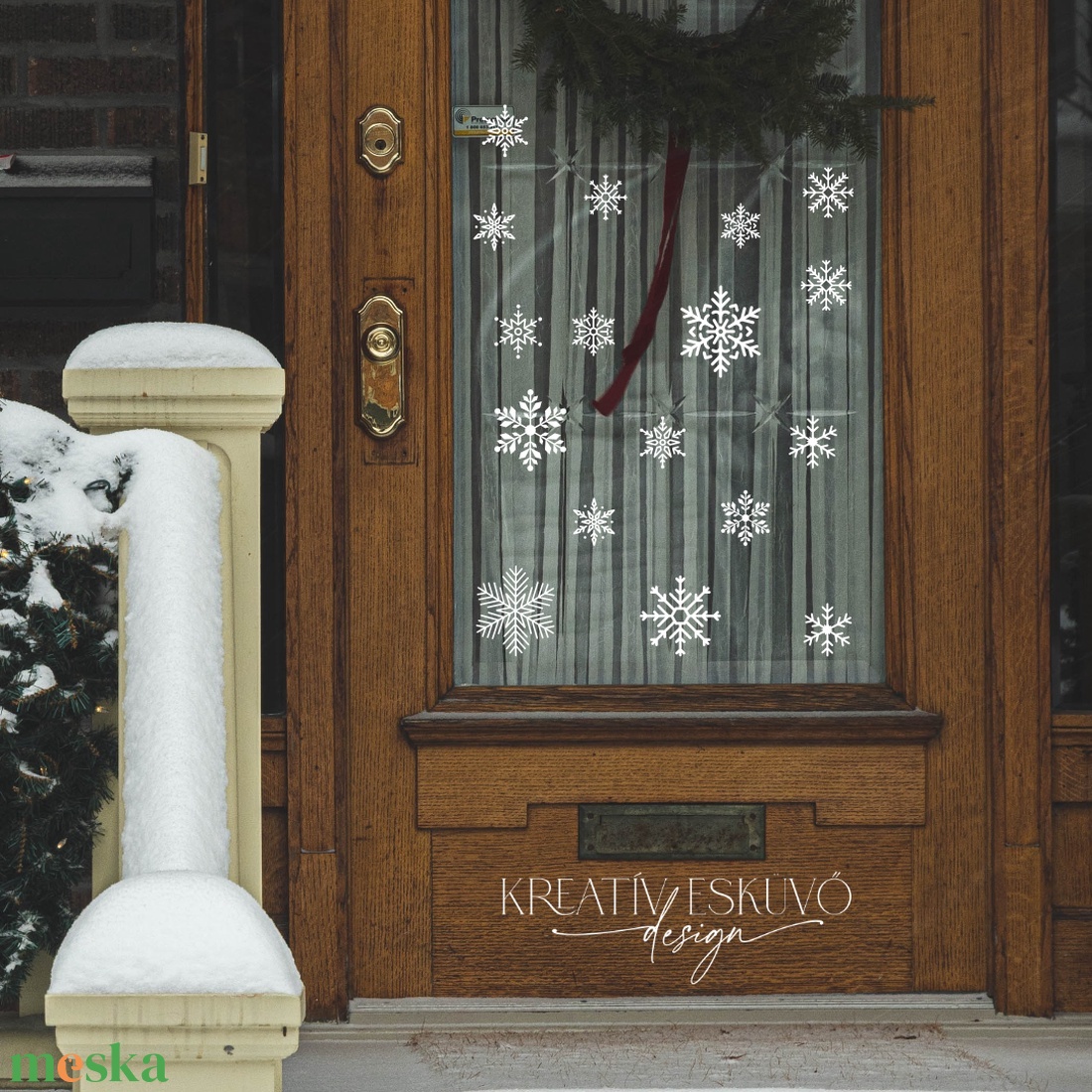 KARÁCSONYI FALMATRICA  HÓPEHELY ABLAKMATRICA  WINTER WONDERLAND - karácsony - adventi díszek - adventi ablakdekoráció - Meska.hu