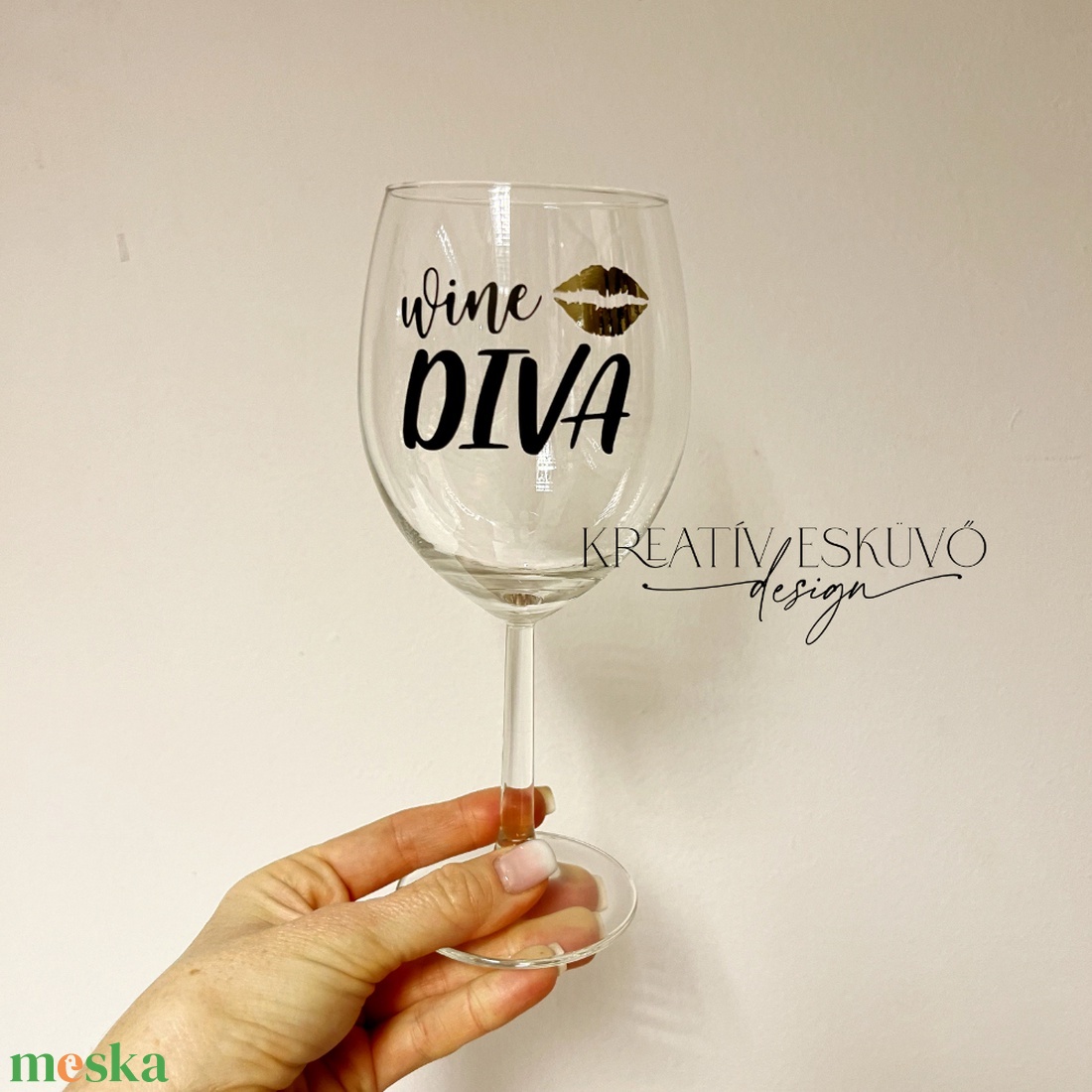Wine diva, feliratos boros pohár, vicces feliratos pohár, nőnapi feliratos - otthon & életmód - konyhafelszerelés, tálalás - tálalás - boros poharak, szettek - Meska.hu