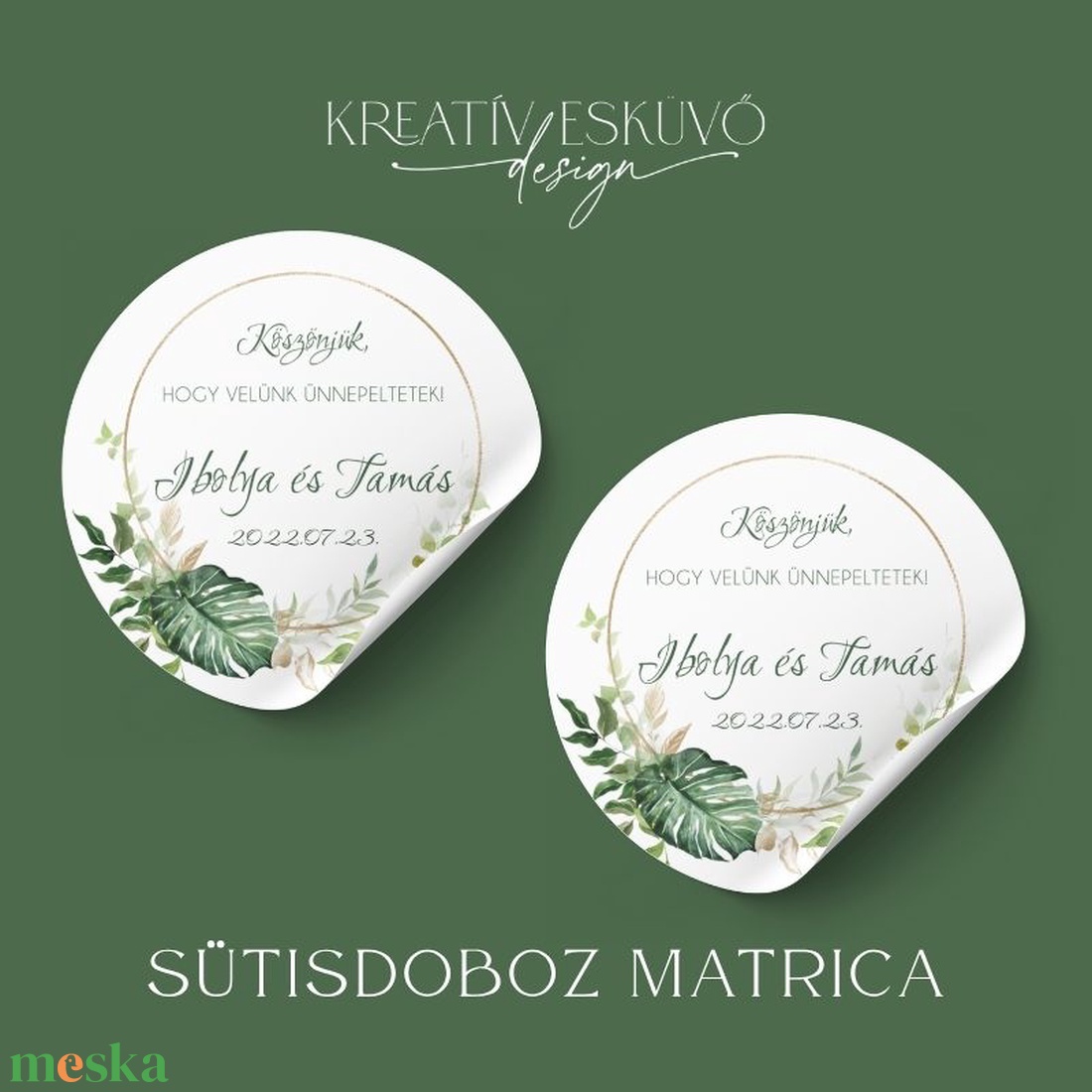 Esküvői sütisdoboz/köszönőajándék matrica  Stílusos dísze az esküvői sütisdobozaitoknak, melyeket távozáskor kapnak a v - esküvő - meghívó & kártya - meghívó - Meska.hu