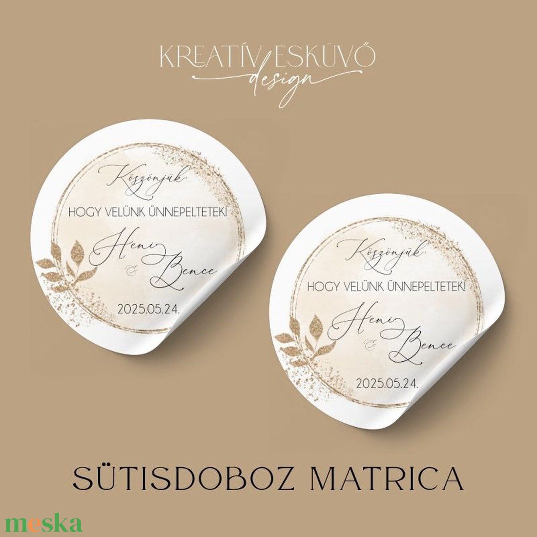 Esküvői sütisdoboz/köszönőajándék matrica  Stílusos dísze az esküvői sütisdobozaitoknak, melyeket távozáskor kapnak a v - esküvő - meghívó & kártya - meghívó - Meska.hu