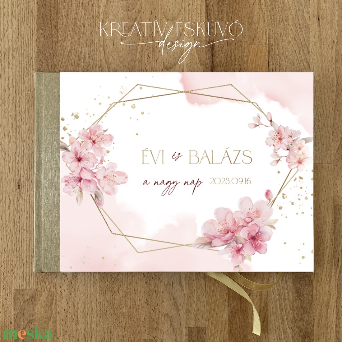 Cseresznyevirágos, Sakura esküvői vendégkönyv, fotókönyv - esküvő - emlék & ajándék - vendégkönyv - Meska.hu