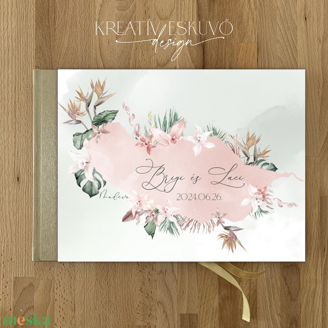 Madeira, rózsaszín sziget esküvői vendégkönyv, fotókönyv - esküvő - emlék & ajándék - vendégkönyv - Meska.hu