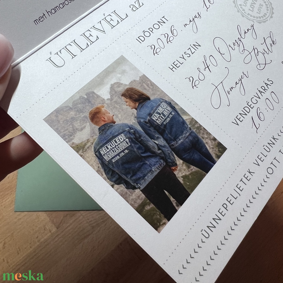 Passport fényképes útlevél meghívó, Beszállókártya, Repülőjegy, zöld - esküvő - meghívó & kártya - meghívó - Meska.hu