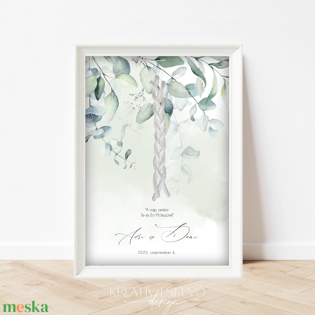 Kötélceremónia tábla - greenery, természetközeli, zöld, eucalyptus - esküvő - dekoráció - helyszíni dekor - Meska.hu